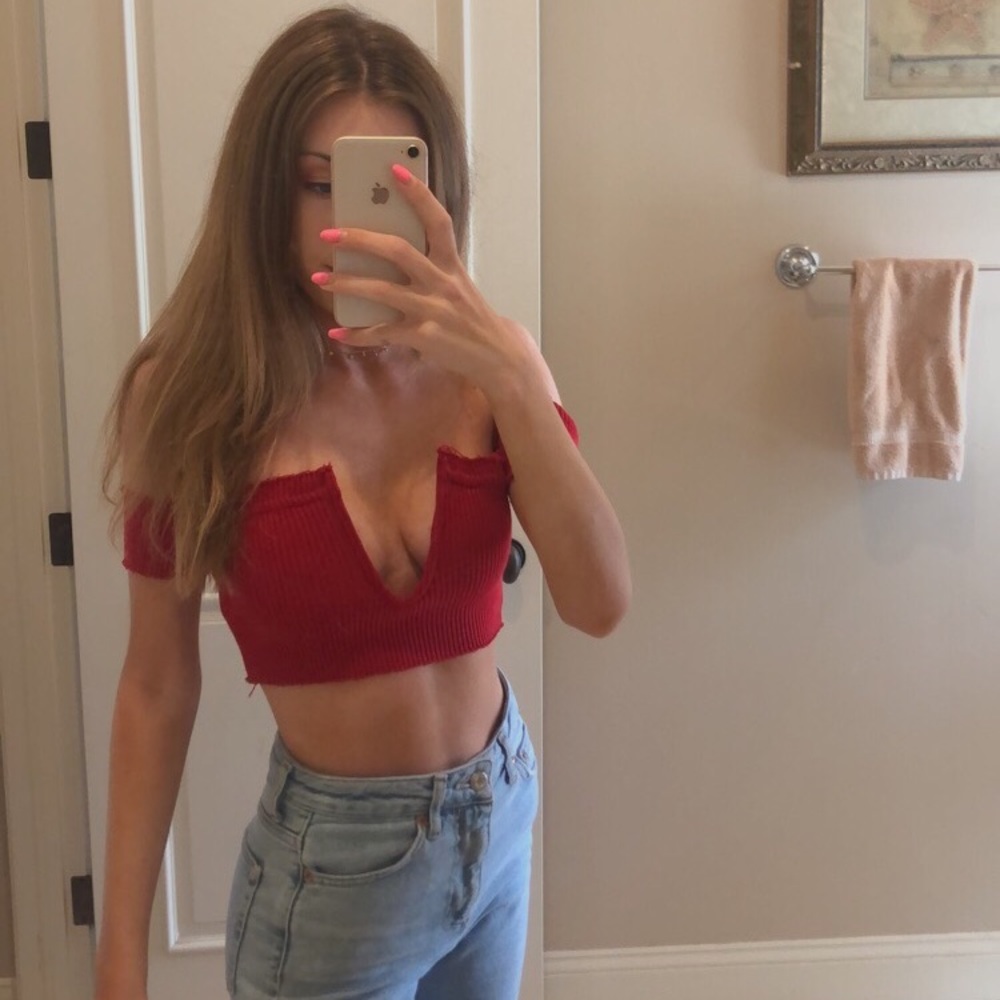 LF red crop top